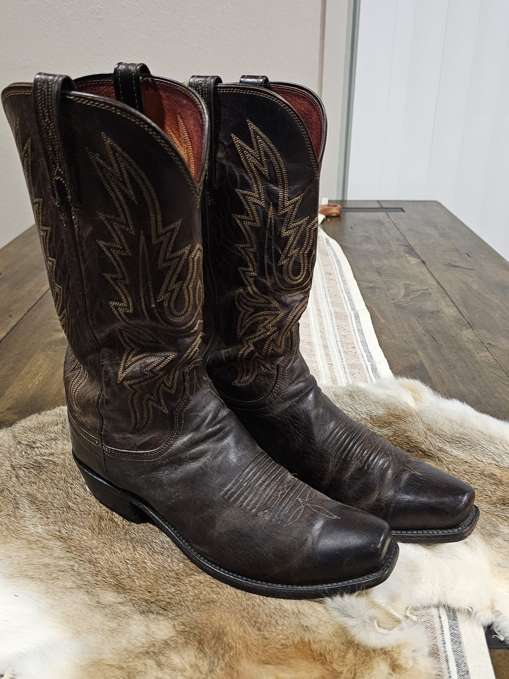 Vintage Lucchese Goat Skin Cowboy Boots 9.5D